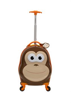 Rockland Jr. Kids’ My First Luggage-Polycarbonate Hard Side Spinner, Monkey