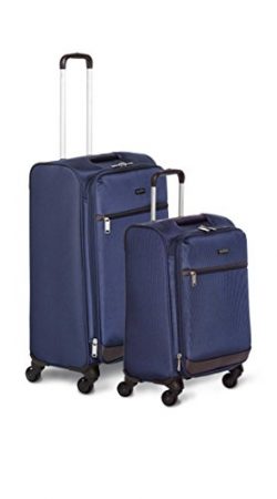 AmazonBasics Softside Spinner Luggage – 2 Piece Set (21″, 29″), Navy Blue