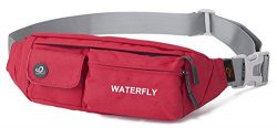 WATERFLY Slim Soft Polyester Water Resistant Waist Bag Pack for Man Women Outdoors Running Climb ...