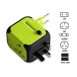 Travel Adapter Uppel Dual USB All-in-one Worldwide Travel Chargers Adapters for US EU UK AU abou ...