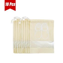 UQueen 10 pcs Travel Blue Transparent Dustproof Non-woven Fabrics Drawstring Multifunctional Sho ...