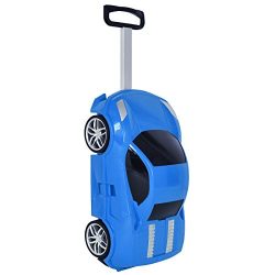 Goplus Kids Suitcase Car Shape Toddler 3D Carry On Travel Luggage (Blue)