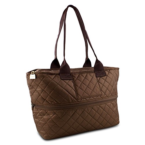 Pursfection Expandable Tote Bag in Quilted Fabric – Dark Brown ...