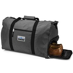 Shacke’s Travel Duffel Express Weekender Bag – Carry On Luggage with Shoe Pouch (38L, Dark Gray)