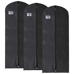 Hangerworld Pack of 3 Black Breathable 60 inch Suit Garment Bags – Extra Long covers for D ...