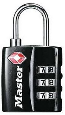 Master Lock Padlock, Set Your Own Combination TSA-Accepted Luggage Lock, 1-3/16 in. Wide, 4680DBLK