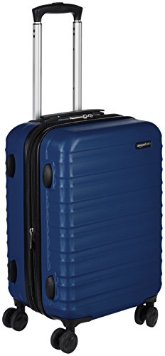 AmazonBasics Hardside Spinner Luggage – 20-inch Carry-on/Cabin Size, Navy Blue