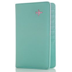 All in One Travel Wallet – 2 Passport Holder + Gift Box / cash tickets cards pen (Mint Sky)