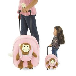 18 Inch Doll Rolling Luggage | Child & Doll Matching Backpacks w/Trolleys | Fits American Gi ...