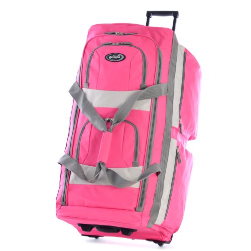 Olympia 33 Inch 8 Pocket Rolling Duffel, Hot Pink