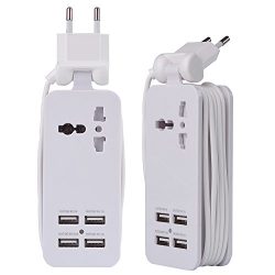 Europe USB Power Strip With 4 Ports USB Charger Station Outlets 5V 2.1A-1A 21W Universal Socket  ...