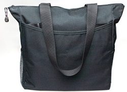 Black Tote Bag 17 Inches Travel Shopping Business Handle Carrier by MakExpress