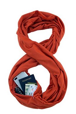 TRAVEL SCARF by WAYPOINT GOODS // Infinity Scarf with Hidden Pocket (Pumpkin)