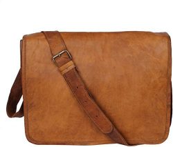 Leather Full Flap Messenger Handmade Bag Laptop Bag Satchel Bag Padded Messenger Bag School Bag  ...