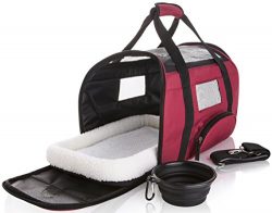 SunShack Soft Sided Travel Pet Carrier – Onboard Airline Approved Under Seat Bag for Cats  ...