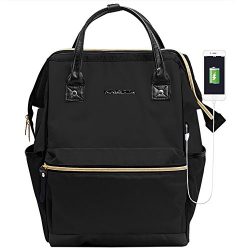 KROSER Laptop Backpack 15.6 Inch Daypack With USB Port/Water Repellent P.U. leather Nylon Briefc ...