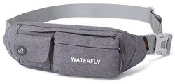 WATERFLY Slim Soft Polyester Water Resistant Waist Bag Pack for Man Women Outdoors Running Climb ...