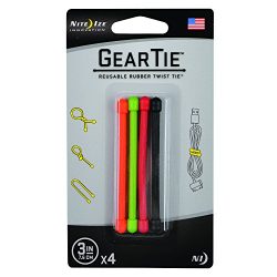 Nite Ize Original Gear Tie, Reusable Rubber Twist Tie, Made in the USA, 3-Inch, Assorted Colors, ...