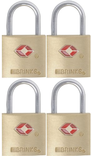 Brinks 161-20471 TSA Approved 22mm Luggage Lock Solid Brass, 4-Pack