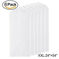 Garment Bag Clear,54 inch Long-Dress Moth Proof Garment Bags Dust Cover White Breathable Full Zi ...