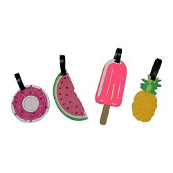 Set of 4 Luggage Tags: Doughnut, Watermelon, Popsicle and Pineapple Luggage tags for Suitcase or ...