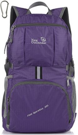 Outlander Packable Lightweight Travel Hiking Backpack Daypack (New Purple)