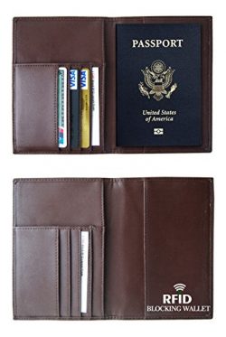 RFID Passport Holder, Leather RFID Blocking Passport Case Cover Holder