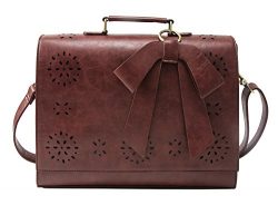ECOSUSI Ladies PU Leather Laptop Bag Briefcase Crossbody Messenger Bags Satchel Purse Fit 14R ...