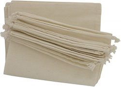 100 Percent Cotton Muslin Drawstring Bags 12-Pack For Shoes Storage Pantry (10 x 15, White)