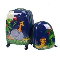 Goplus 2Pc 12″ 16″ Kids Carry On Luggage Set Upright Hard Side Hard Shell Suitcase B ...