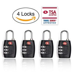 TSA Luggage Locks,TSA Approved Travel Combination Luggage Locks for Suitcases-4 Pack (Black)