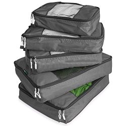 TravelWise Packing Cube System – Durable 5 Piece Weekender Plus Set (Silver)