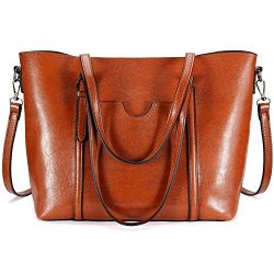 Women Tote Purse, Bagerly Top Handle Satchel Handbags Shoulder Bag Leather Tote Bag (Brown)