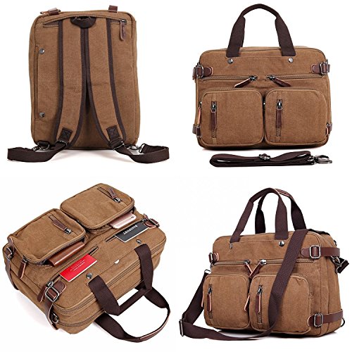 Clean Vintage Laptop Bag Hybrid Backpack Messenger Bag/Convertible Briefcase Backpack Satchel fo ...