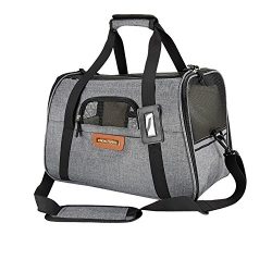 Pawfect Pets Pet Travel Carrier, Soft-Sided with Two Pet Mats for Small Dogs and Cats (Charcoal  ...