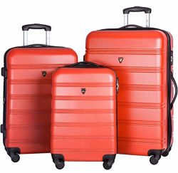 Merax Travelhouse Luggage 3 Piece Expandable Spinner Set (Red_1)