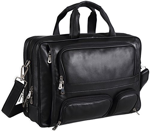 Polare Real Leather 17&#39;&#39;Laptop Carry On Overnight Bag Business Briefcase Large For Men ...