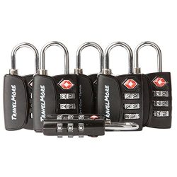 6 Pack Open Alert Indicator TSA Approved 3 Digit Luggage Locks for Travel Suitcase & Baggage ...