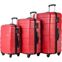 Merax Afuture 3 Piece Luggage Set Lightweight Spinner Suitcase (Watermelon Red)