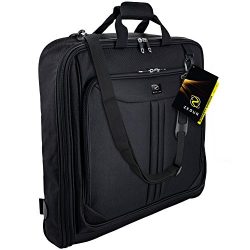 ZEGUR 40-Inch 3 Suit Carry On Garment Bag for Travel or Business Trips – Features an Adjus ...