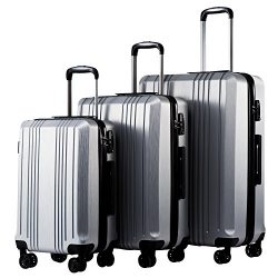 Coolife Luggage Expandable Suitcase 3 Piece Set with TSA Lock Spinner 20in24in28in (sliver3)