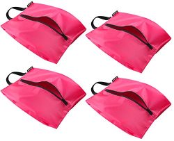 Bagail Set of 4 Lightweight Waterproof Nylon Storage Traveling Tote Shoe Bags Fushcia 18×10.6