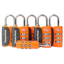 6 Pack Open Alert Indicator TSA Approved 3 Digit Luggage Locks for Travel Suitcase & Baggage ...
