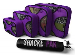 Shacke Pak – 4 Set Packing Cubes – Travel Organizers with Laundry Bag (Orchid Purple)