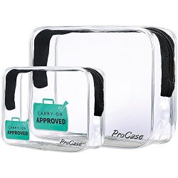 ProCase TSA Approved Clear Travel Toiletry Bag, Quart Size Zipper Organizer Airport Airline Comp ...