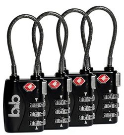 Small Combination Padlock Set – Travel TSA Lock Set – Cable Luggage Lock for Bag, Su ...