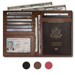 RFID Blocking Leather Passport Holder For Men and Women – Brown