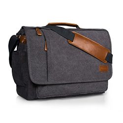 Estarer Laptop Messenger Bag 17 Inch Water-resistance Canvas Shoulder Bag for Work College