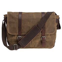 Waterproof Canvas 15.6″ Laptop Messenger Bag Men Business Vintage shoulder bag / Briefcase