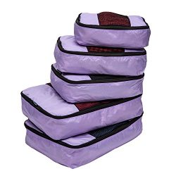 TravelWise Packing Cube System – Durable 5 Piece Weekender+ Set (Lavender)